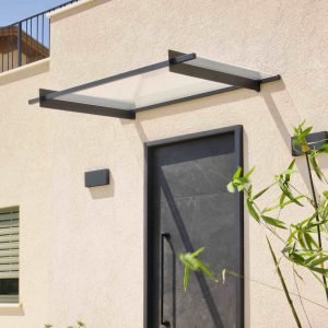 Palram - Canopia | Cobertura para porta Nancy - Estrutura em cinza e painéis transparentes