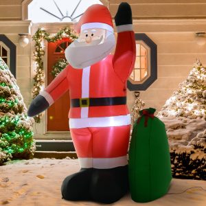 Papai Noel Insuflável Decoração de Natal Com LED Soprador de Luz 150 × 60 × 240cm