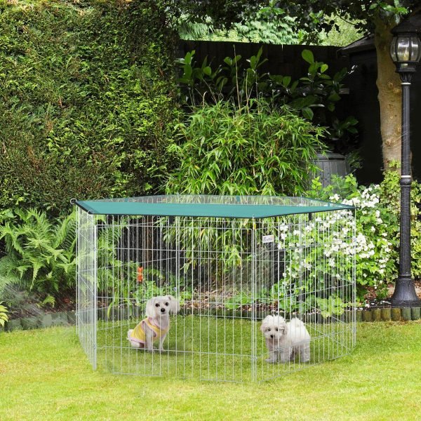 Parque para Animais de Estimação com 6 Painéis 59x60cm Dobrável com Porta
