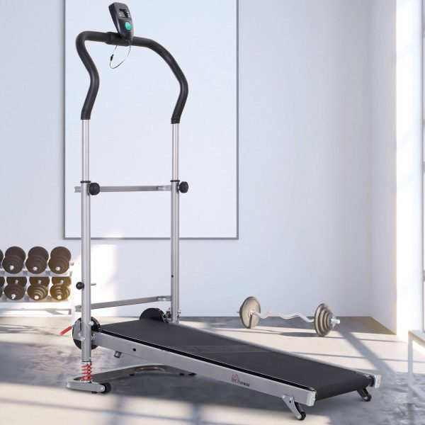 Passadeira Portátil Manual Passadeira dobrável Tela LCD 2 Ângulos reclináveis Carga 110kg Altura 112-129cm Preto