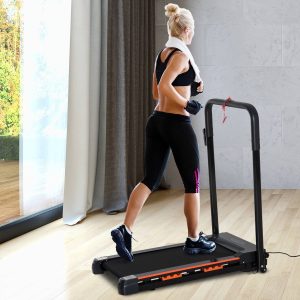 Passadeira elétrica 1-6 km / h com tela LCD 101x54x105 cm Preto