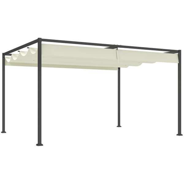 Pérgola 400x300x222 cm com Teto Retrátil de Poliéster com Revestimento Resistente Creme