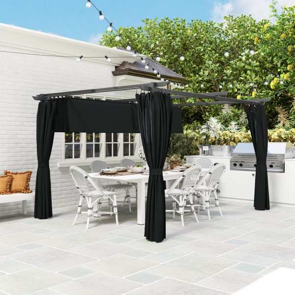 Pérgola com Teto Retrátil 3,9x3x2,2 m com Paredes Laterais, Tecido de Poliéste,  Anti UV, Resistente a Água, Cinzento - Imagem 8