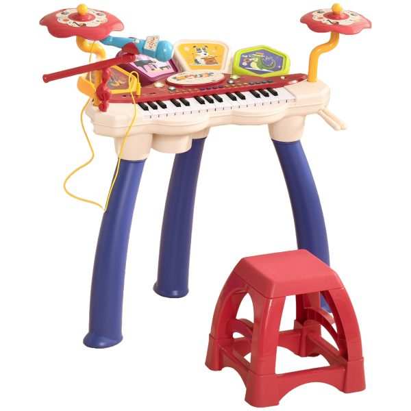 Piano Eletrónico para Crianças com 32 Teclas Piano Infantil 2 em 1 com Microfone 74x32