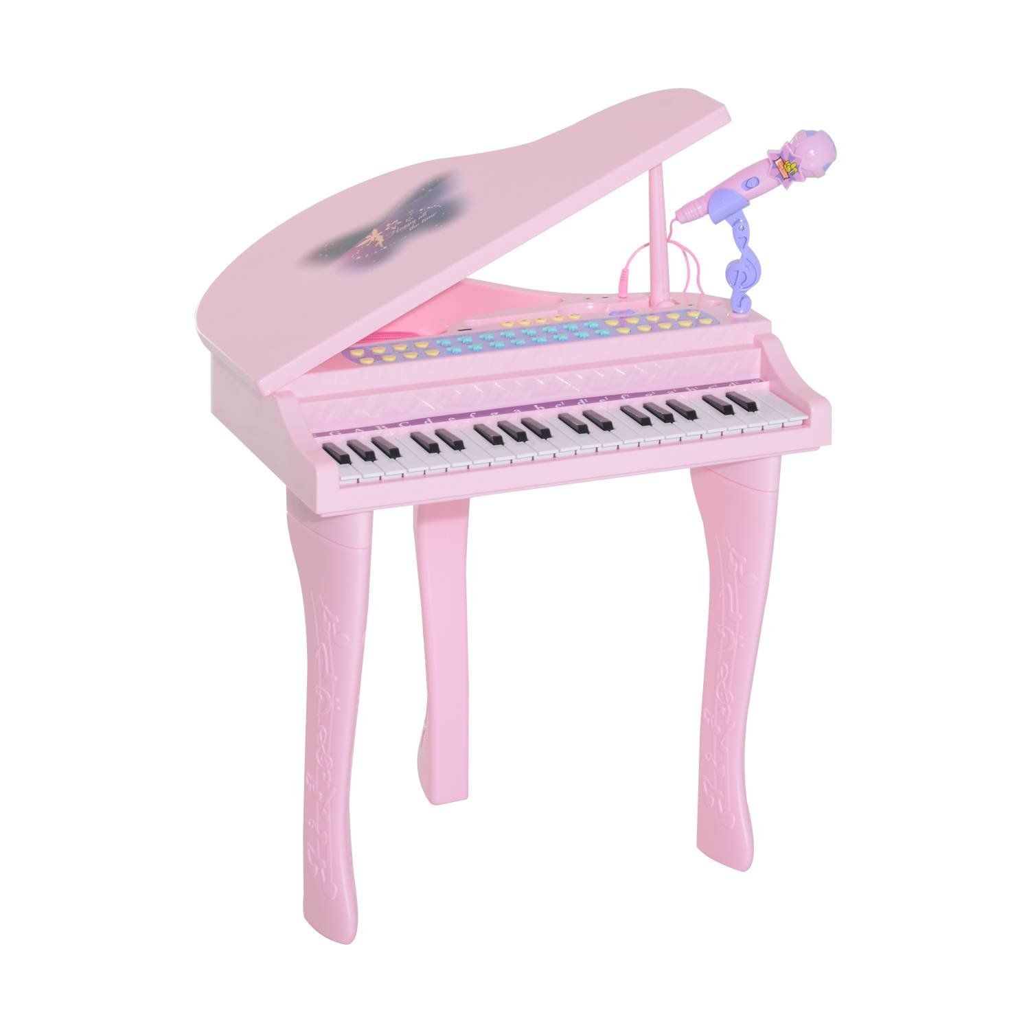 Piano Infantil Musical Microfone E Banquinho Função Gravação Cor