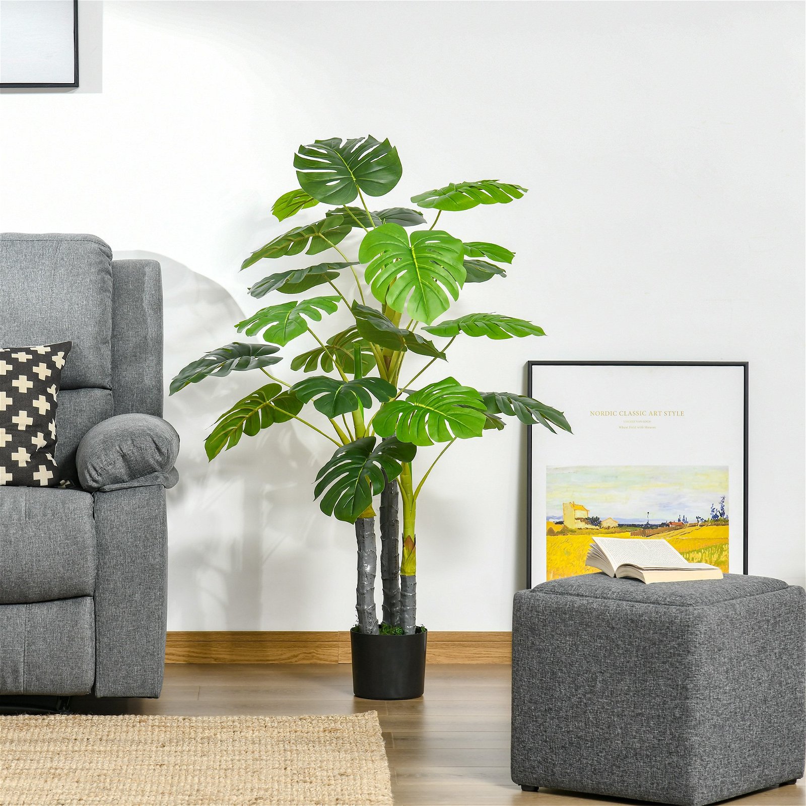 Planta Artificial Costela de Adão no Vaso 120cm de Altura com 20 Folhas  para Casa Sala de Estar Verde | O Meu Jardim