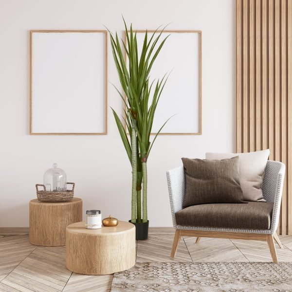 Planta Artificial de Mandioca com Vaso 190cm Planta Artificial com 39 Folhas Realistas para Decoração