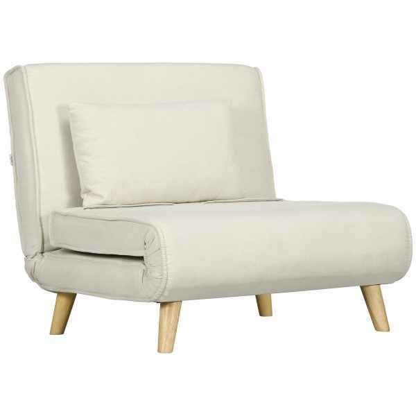 Poltrona 2 em 1 Sofá Cama Individual Dobrável com Encosto Ajustável e Almofada Carga 125 kg 90x78x79 cm