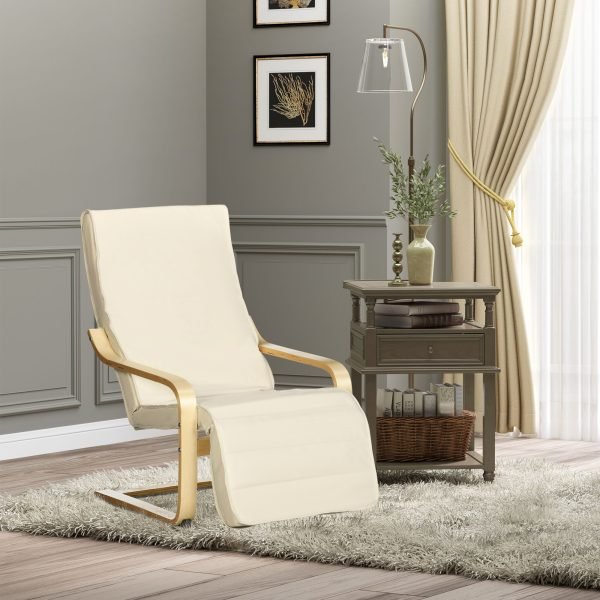 Poltrona Relax com Apoio para os Pés Ajustável. Estofada em Tecido com Estrutura de Madeira - Image 1