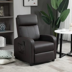 Poltrona de Massagem Poltrona Relax Reinclinável com Controle Remoto 2 Zonas de Massagem 8 Programas 5 Níveis de Intensidade Estofado em PU 68x88x98cm Marrom