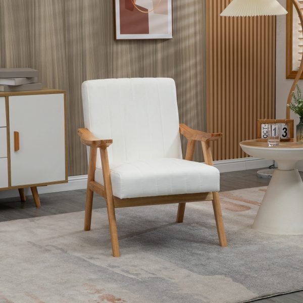 Poltrona de Sala de Estar Estilo Nórdico Estofada em Veludo com Assento e Encosto Acolchoados 68x74x82 cm Creme - Image 1