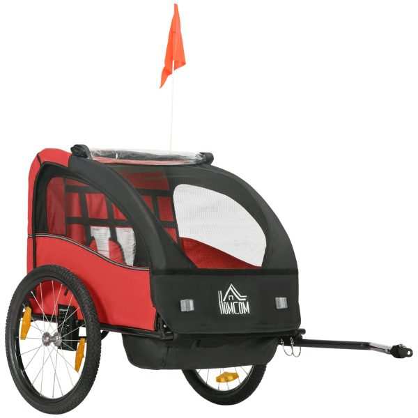 Reboque de Bicicleta com 2 Lugares com Cinto de Segurança 140x88x90cm