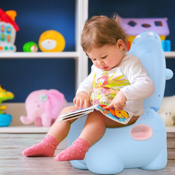 Sanita infantil para bebês Mictório removível em forma de hipopótamo com alças 40x30x23cm Carga 25kg Azul