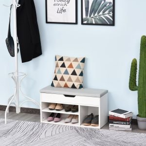 Sapateira com Assento Acolchoado Carga máxima de 120kg MDF 80x30x43cm Branco