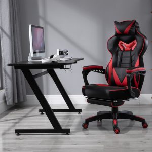 Secretária tipo gaming mesa de escritório com suporte para copos gancho e pés ajustáveis ​​120x65x74