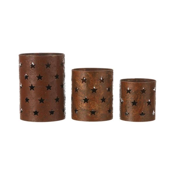 Set 3 Porta-Velas Metalico Com Estrelas