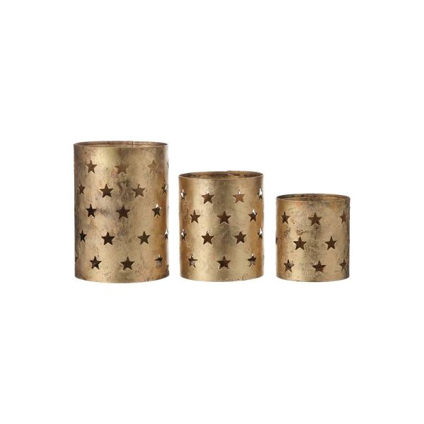 Set 3 Porta-Velas Metalico Com Estrelas