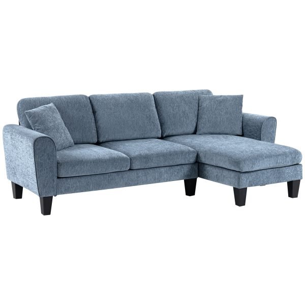 Sofá Chaise Longue em Forma de L com 2 Almofadas 230x138x87 cm