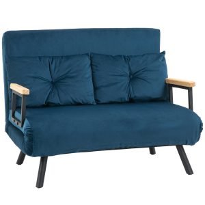 Sofá Convertível em Cama de 2 Lugares Dobrável com Encosto Ajustável 102x73x81 cm