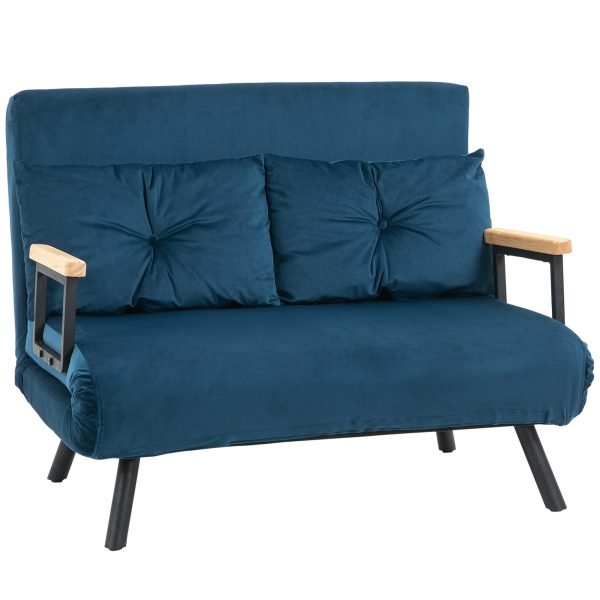 Sofá Convertível em Cama de 2 Lugares Dobrável com Encosto Ajustável 102x73x81 cm