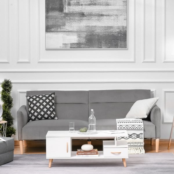 Sofá-cama conversível e reclinável com apoios de braços e 2 costas ajustáveis separadamente em 3 posições Aveludado 196x85x82 cm cinza