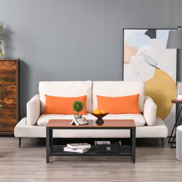 Sofá de 2 lugares conversível em cama de solteiro com encosto ajustável e apoios de braços dobráveis com ​​2 almofadas lombares acolchoadas, 213x112x83 cm, Cor bege - Image 1