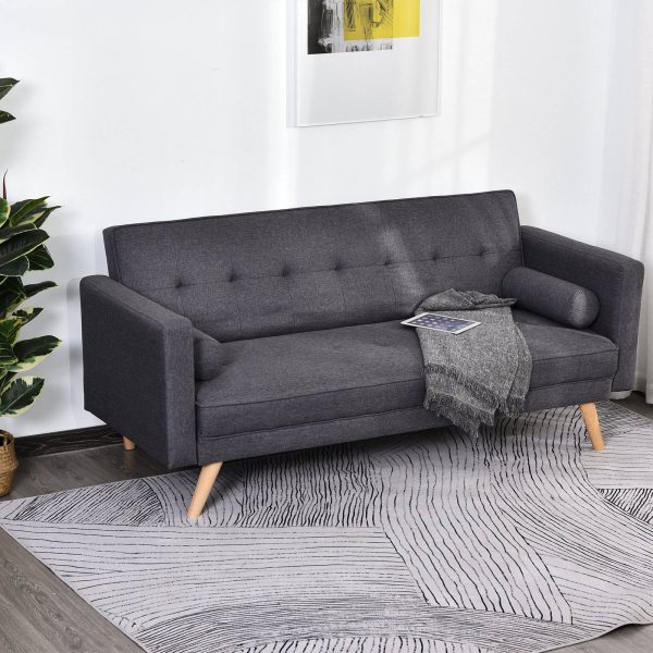 Sofá-cama 3 lugares com apoio de braços Pernas levantadas