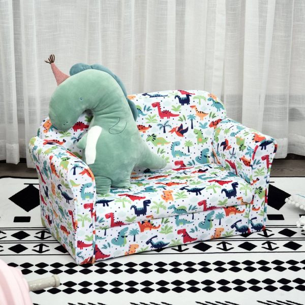 Sofá infantil com desenhos de dinossauro acolchoado +3 anos