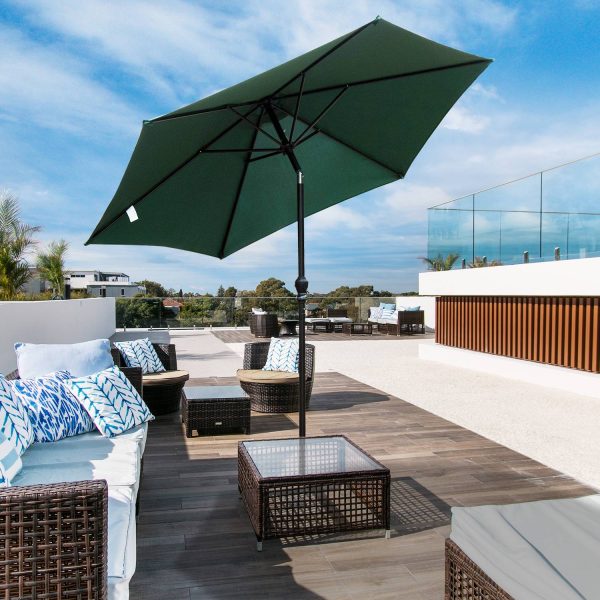 Sombrinha Guarda-sol Reclinável com Manivela de Alumínio com Tela de Poliéster para Jardím Pátio Terraço-Φ2.7x2.35m