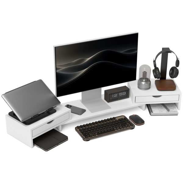 Suporte para Monitor com Ângulo e Comprimento Ajustável 60-116x22x12 cm Branco