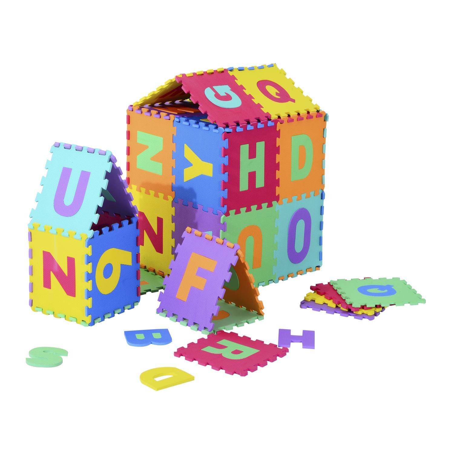 Tapete Puzzle Letras Abecedário A-Z para Crianças - Borracha Espuma EVA  2,41 m2 - Cores Variadas - Homcom