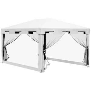 Tenda Desmontável de Exterior com 4 Mosqueteiras Laterais 2 Portas com Fecho de Correr e 8 Orifícios de Drenagem