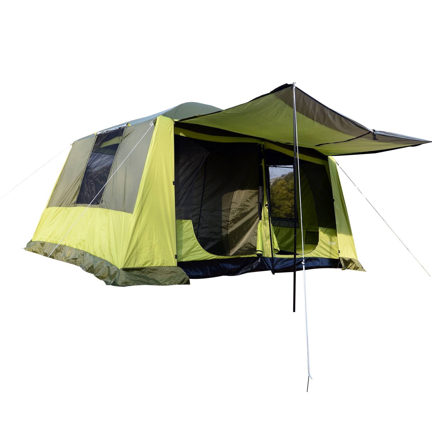 Tenda de Campismo para 6 Pessoas - 300x300x185cm - Amarelo e Cinzento