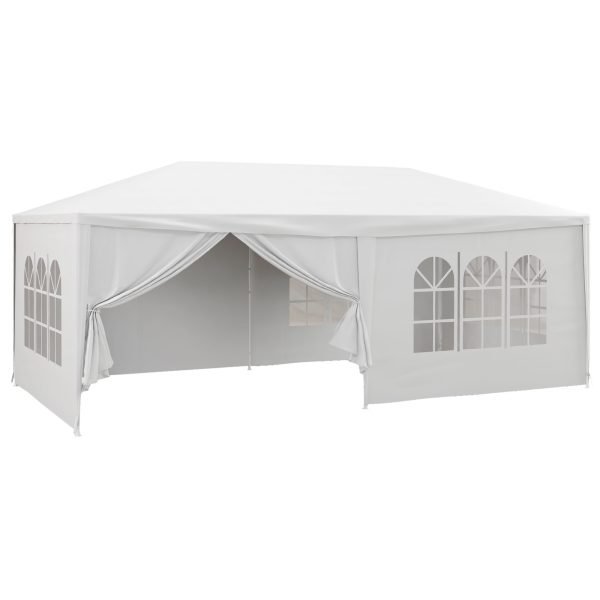 Tenda de Festas Desmontável com 4 Janelas 2 Portas com Fecho de Correr 6 Paredes Laterais e Impermeável