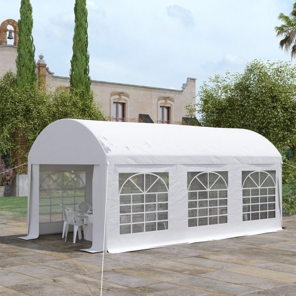 Tenda de Jardim com Paredes Laterais Amovíveis Porta com Zíper e 6 Janelas com Proteção UV para Exterior
