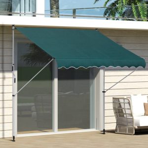 Toldo Ajustável para Portas ou Janelas Pernas Telescópicas 200x150cm Verde
