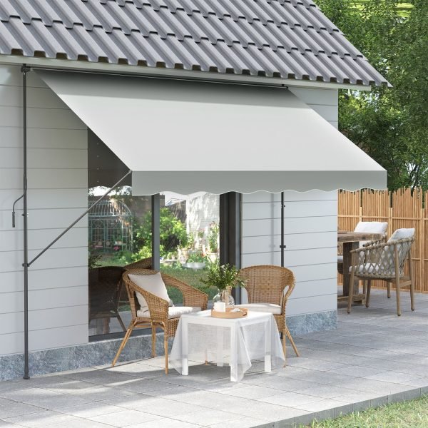 Toldo Manual Retrátil Ajustável com Manivela Proteção Solar UV40+ Creme