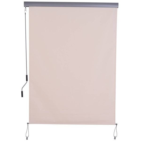 Toldo ao ar livre vertical com manivela 140 x 250 cm Cor branca creme