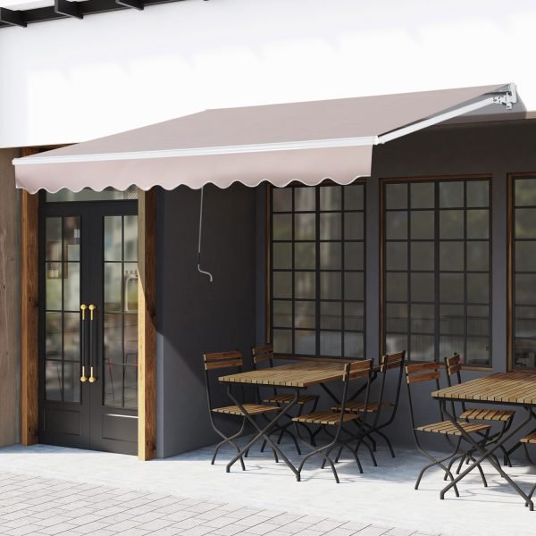 Toldo com Braço Dobrável 3x2m Manual com Manivela Retrátil Ângulo Ajustável Alumínio para Janelas Portas Varanda Bege