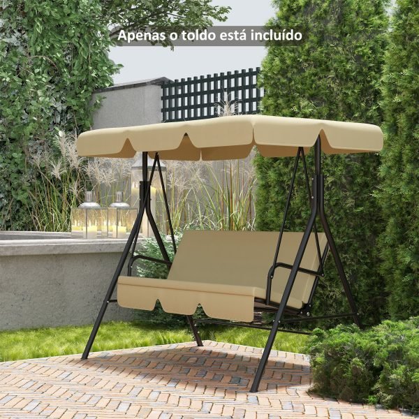 Toldo de Substituição para Baloiços de 3 Lugares com Tecido de Poliéster com Proteção Solar 156x117x15 cm Bege - Image 1