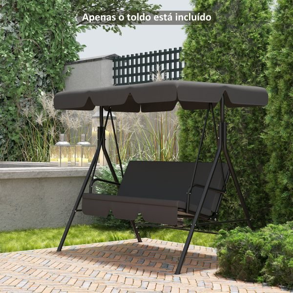 Toldo de Substituição para Baloiços de 3 Lugares com Tecido de Poliéster com Proteção Solar 156x117x15 cm Cinza - Image 1