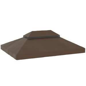 Toldo de Substituição para Pérgola 4x3 m com Teto Duplo Mosqueteira Proteção UV 30+ Café