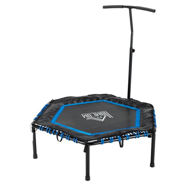 Trampolim Fitness Ø122 com Guiador Ajustável de 3 Níveis 122-138cm com Capa Protetora e Estrutura de Aço para Interiores e Exteriores Preto e Azul - Image 2