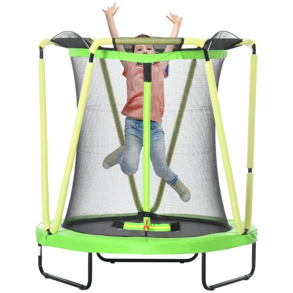 Trampolim para Crianças de 3-10 Anos com Rede de Segurança Cesta de Basquetebol e 20 Bolas Ø140x155 cm