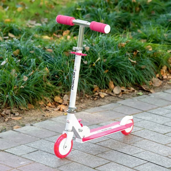 Trotinete para Crianças acima de 3 Anos Dobrável Trotinete Scooter com 2 Rodas LED Guiador com Altura Ajustável e Freio Posterior Carga 50kg 61x32