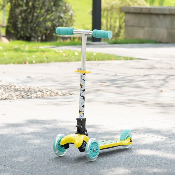 Trotinete para Crianças acima de 3 Anos Dobrável Trotinete com 3 Rodas com Luzes LED Guiador com Altura Ajustável e Freio Posterior Carga Máxima 50kg 54