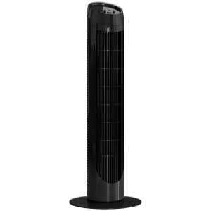 Ventoinha de Coluna 45W Silenciosa com 3 Velocidades e Oscilação 70° para Sala Quarto Escritório Ø27x75 cm Preto