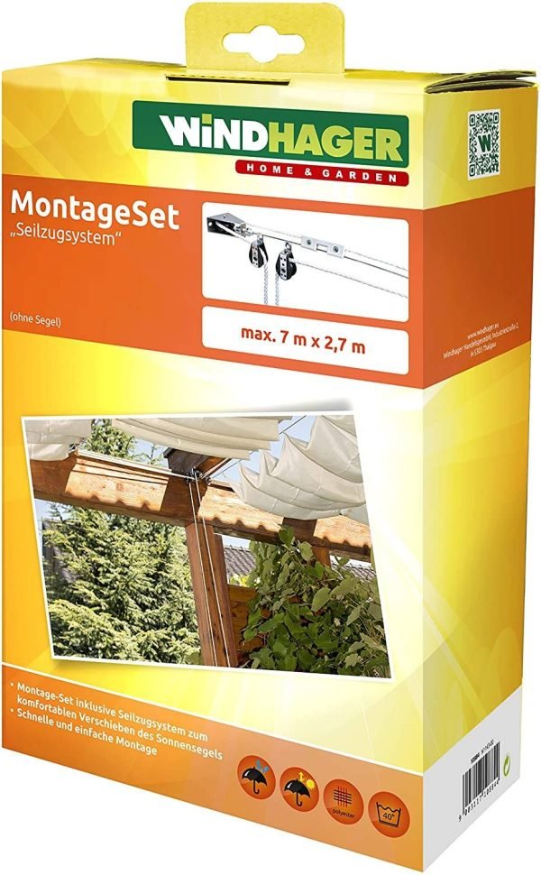Kit de montagem, sistema de tração por cabos para movimentação de Coberturas e Toldos, Cor Cinza - Image 1