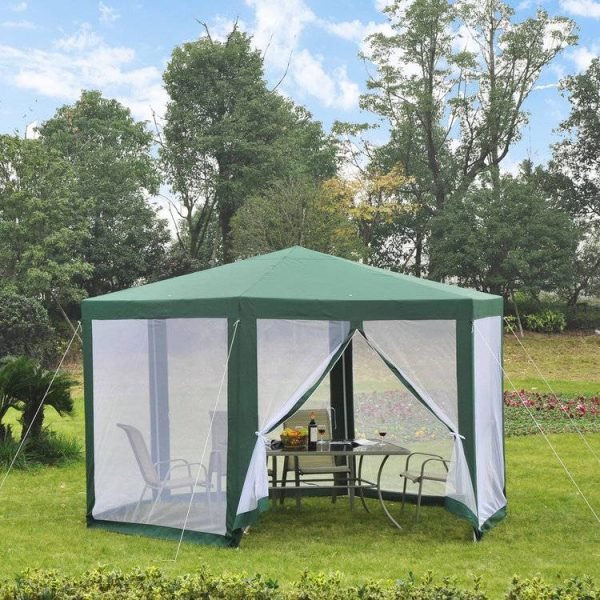 Tenda para Espaço no Jardim em Ferro com Rede 3.90x2.50 metros - Verde - Image 1
