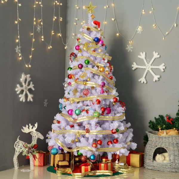 Árvore Branca de Natal Φ105x180cm com enfeites